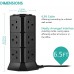 Extension Lead PRITEK 12 Way Outlets 1000J Surge Protector Vertical Power Strip with 5 USB Charging Ports 10A/2500W Overload Protection Extension Socket with 6.5ft Extension Cord